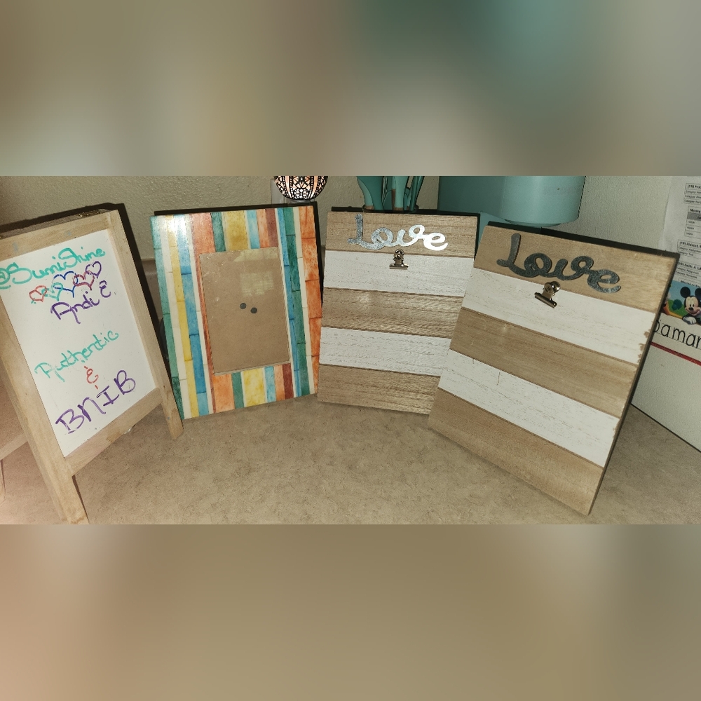 Set of (3) Picture Frames Shabby Chic ~ (2) LOVE, New, (1) EUC